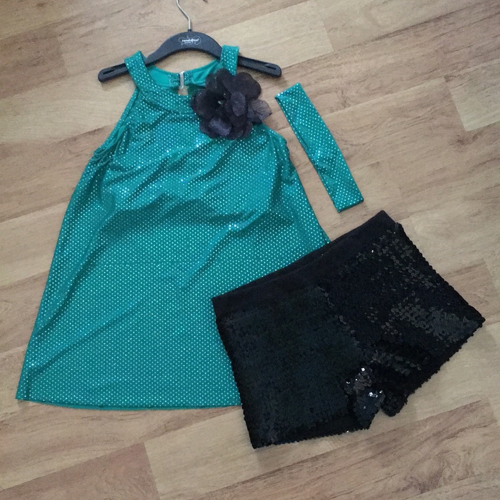 Girls tap/jazz costume with shorts and headband